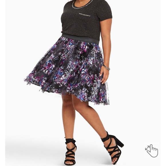 torrid Dresses & Skirts - Torrid FLORAL PRINT TULLE MINI SKIRT -0X- tulle, mesh, pouf! Spring